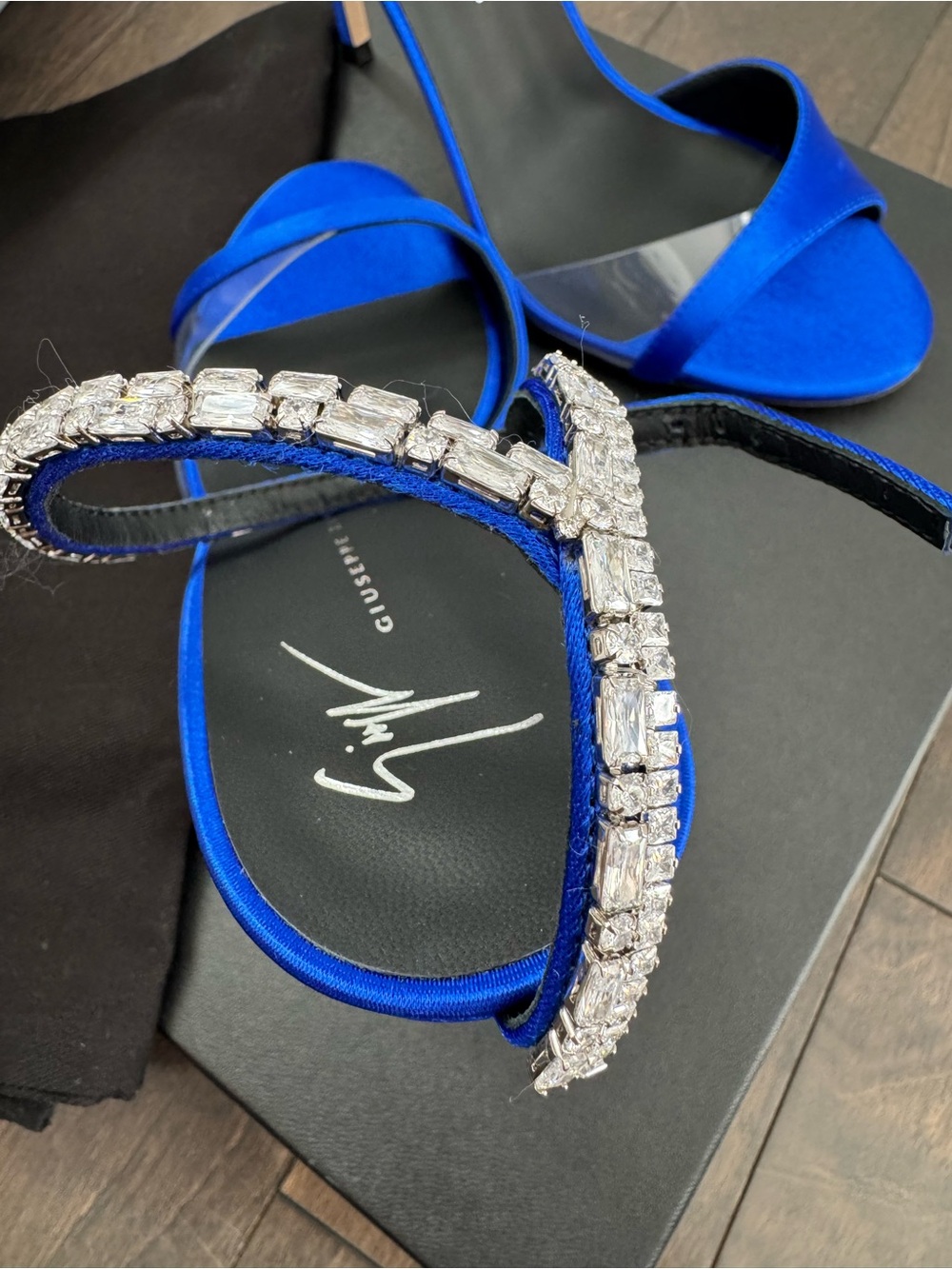 Giuseppe Zanotti Sapphire Blue Crystal-Ankle Stiletto Sandals - Picture 5 of 6
